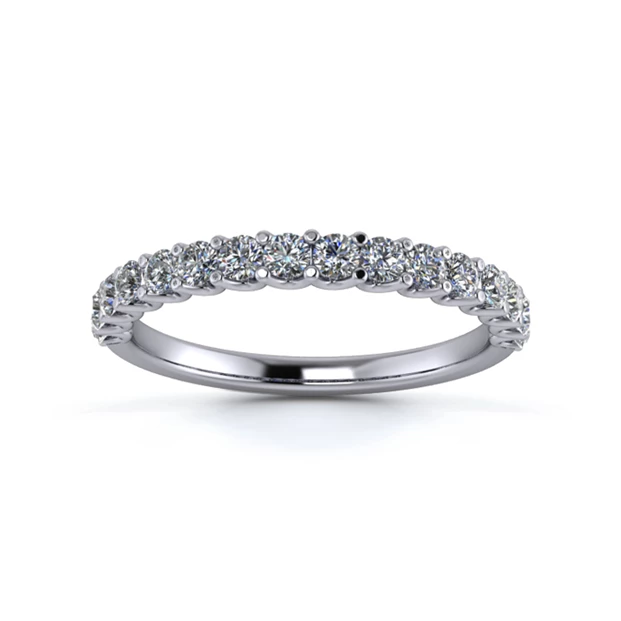 18K White Gold 2mm Half U Collet Diamond Set Ring