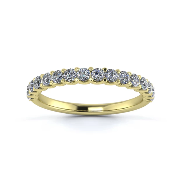 18K Yellow Gold 2mm Half U Collet Diamond Set Ring