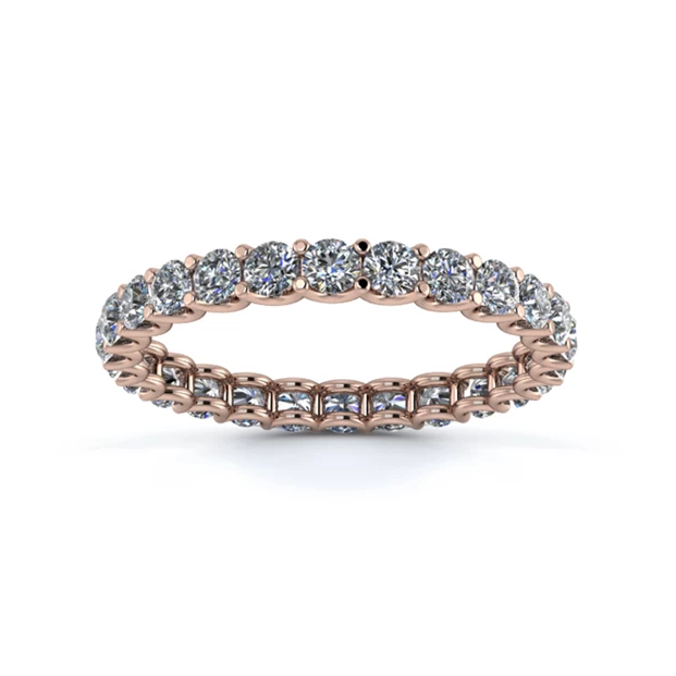 18K Rose Gold 2.3mm Full U Collet Diamond Set Ring