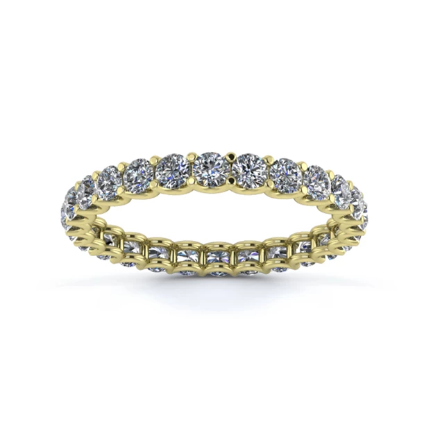 18K Yellow Gold 2.3mm Full U Collet Diamond Set Ring