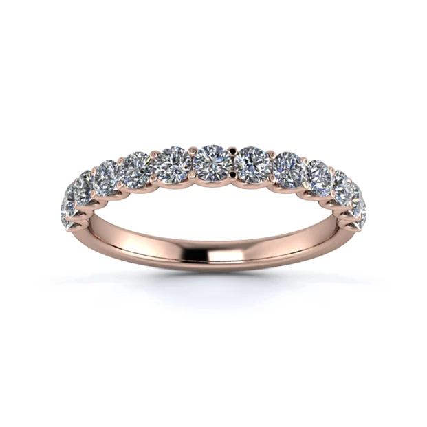 18K Rose Gold 2.3mm Half U Collet Diamond Set Ring