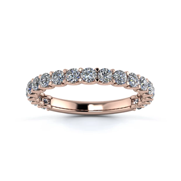 18K Rose Gold 2.3mm Three Quarters U Collet Diamond Set Ring