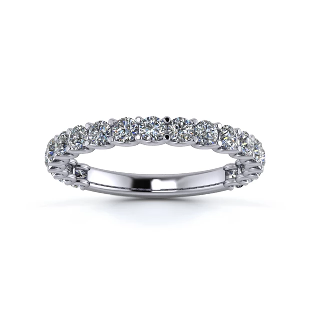 18K White Gold 2.3mm Three Quarters U Collet Diamond Set Ring