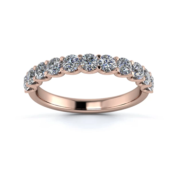 18K Rose Gold 2.7mm Half U Collet Diamond Set Ring