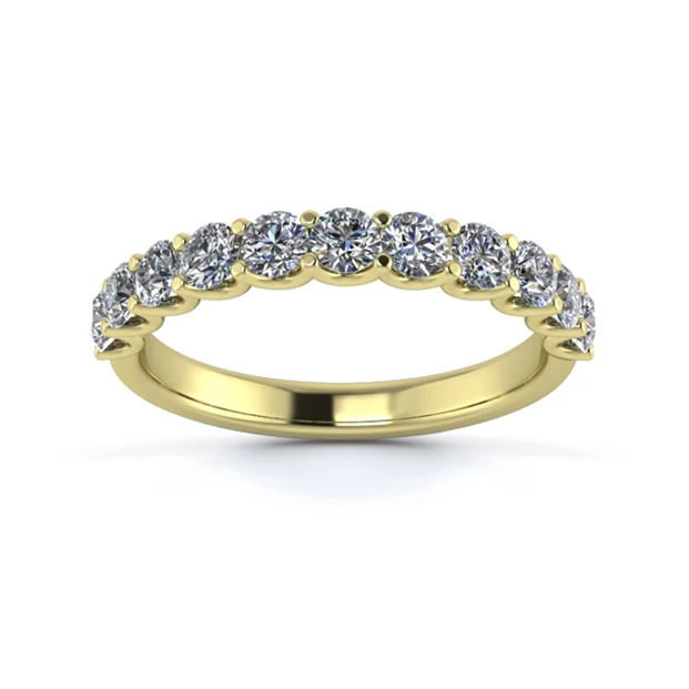 18K Yellow Gold 2.7mm Half U Collet Diamond Set Ring