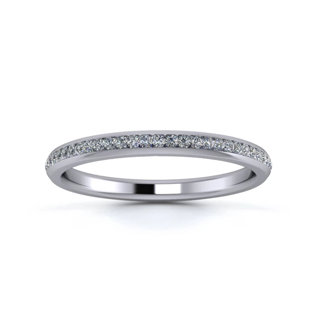 18K White Gold 2mm Half Channel Diamond Set Ring