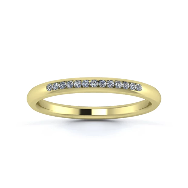 18K Yellow Gold 2mm Quarter Channel Diamond Set Ring