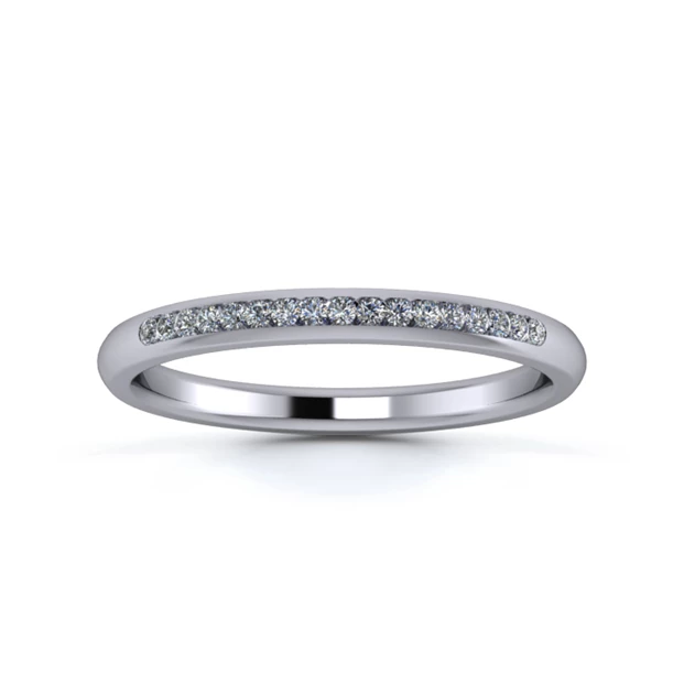 18K White Gold 2mm One Third Channel Diamond Set Ring