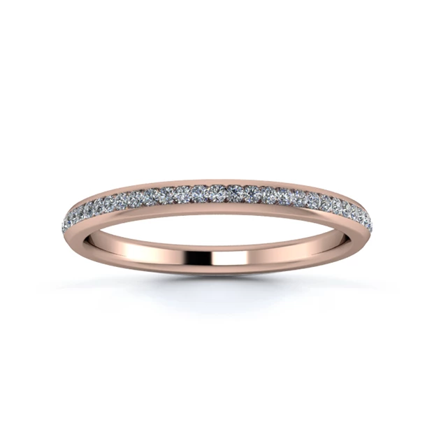 18K Rose Gold 2mm Three Quarters Channel Diamond Set Ring