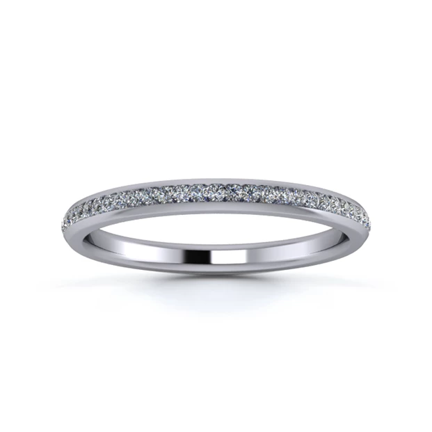 Platinum 2mm Three Quarters Channel Diamond Set Ring