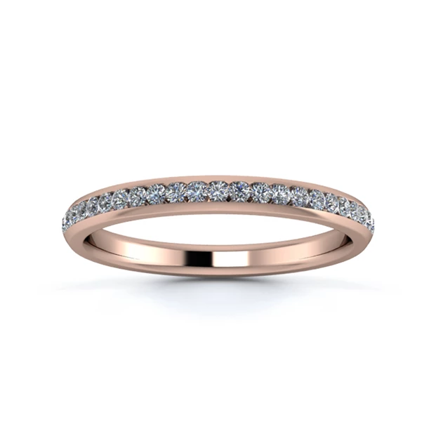 18K Rose Gold 2.2mm Half Channel Diamond Set Ring