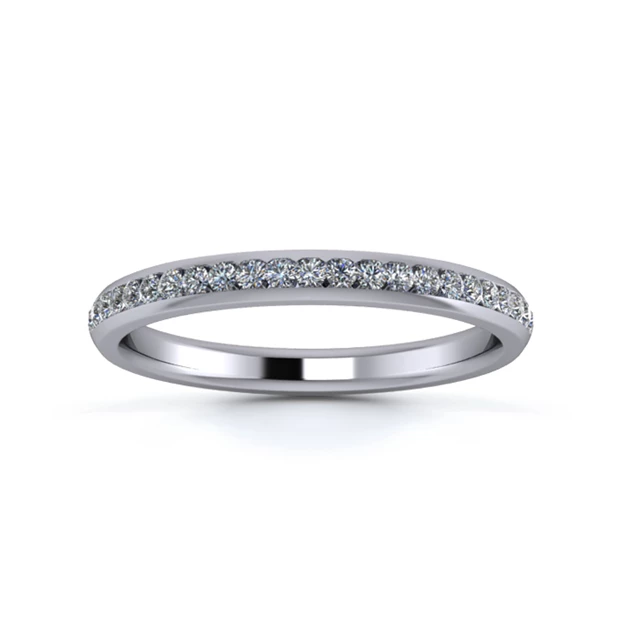 Platinum 2.2mm Half Channel Diamond Set Ring