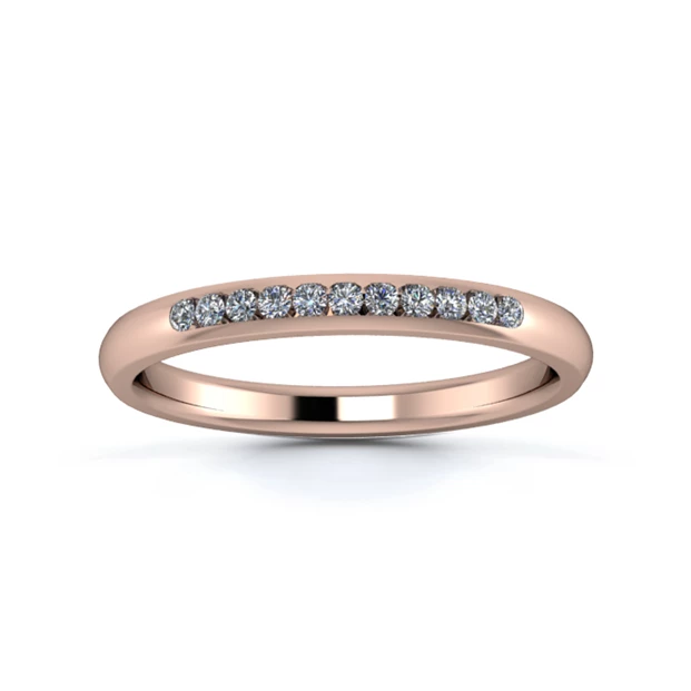 18K Rose Gold 2.2mm Quarter Channel Diamond Set Ring