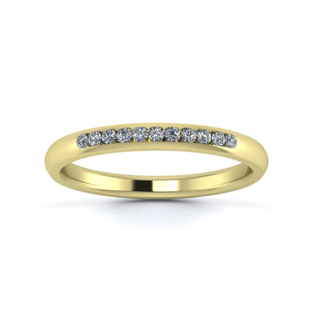 18K Yellow Gold 2.2mm Quarter Channel Diamond Set Ring