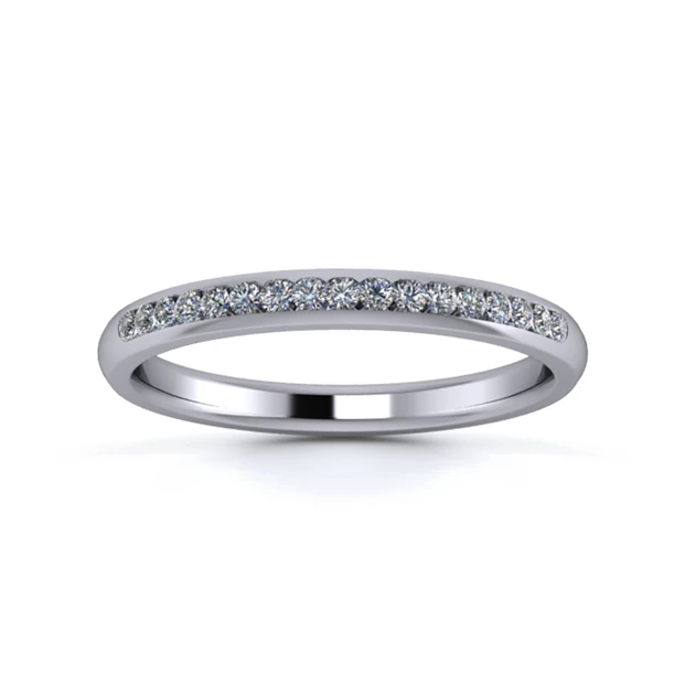 Platinum 2.2mm One Third Channel Diamond Set Ring