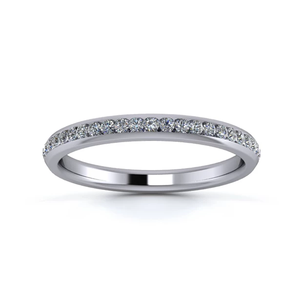 Platinum 2.2mm Three Quarters Channel Diamond Set Ring