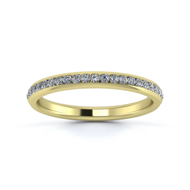 18K Yellow Gold 2.2mm Three Quarters Channel Diamond Set Ring