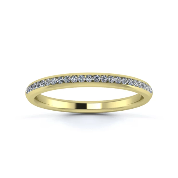 18K Yellow Gold 2mm Half Channel Diamond Set Ring