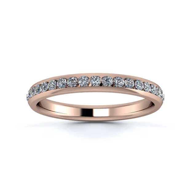 18K Rose Gold 2.5mm Half Channel Diamond Set Ring