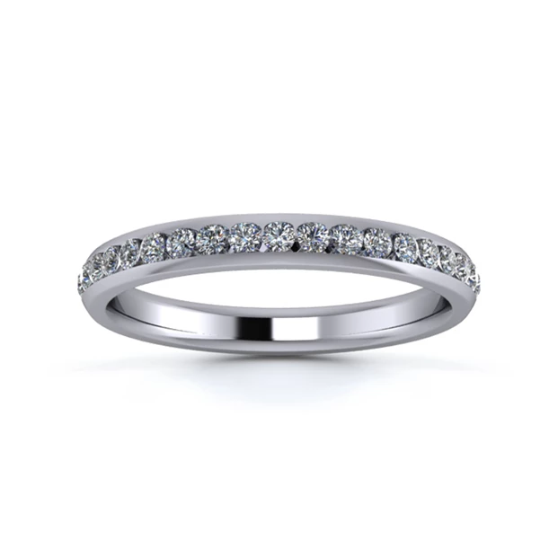 Platinum 2.5mm Half Channel Diamond Set Ring