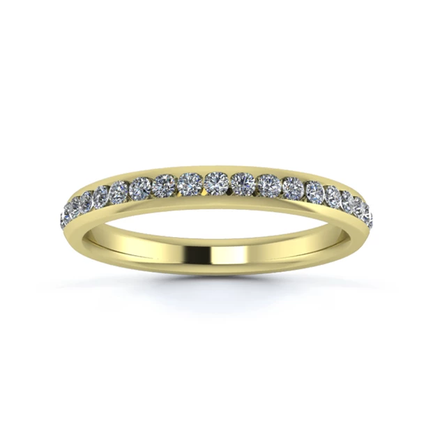 18K Yellow Gold 2.5mm Half Channel Diamond Set Ring