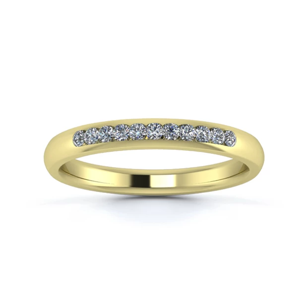 18K Yellow Gold 2.5mm Quarter Channel Diamond Set Ring