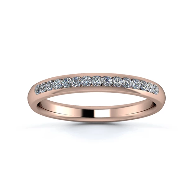 18K Rose Gold 2.5mm One Third Channel Diamond Set Ring