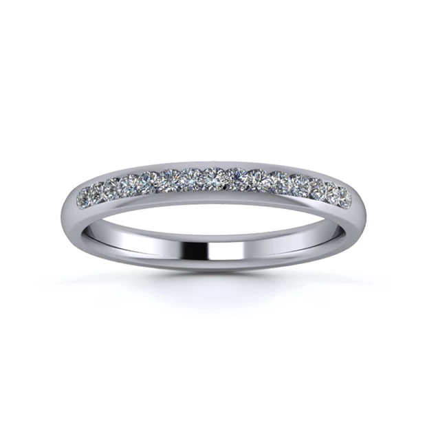 Platinum 2.5mm One Third Channel Diamond Set Ring