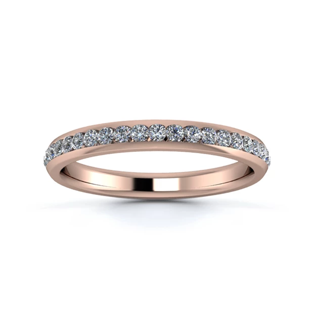 18K Rose Gold 2.5mm Three Quarters Channel Diamond Set Ring