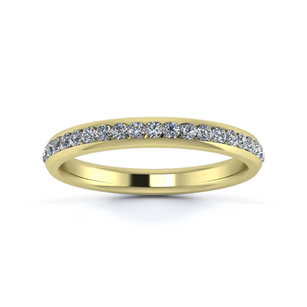 18K Yellow Gold 2.5mm Three Quarters Channel Diamond Set Ring