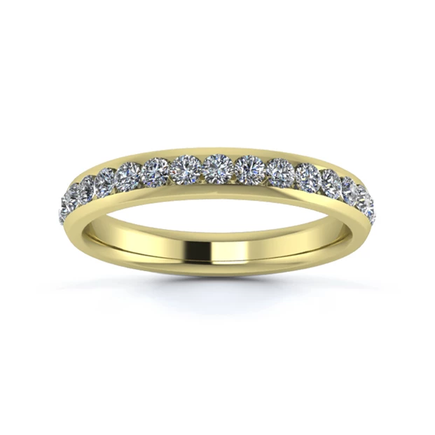 18K Yellow Gold 3mm Full Channel Diamond Set Ring