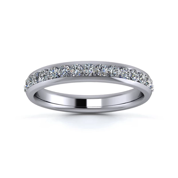 18K White Gold 3mm Half Channel Diamond Set Ring