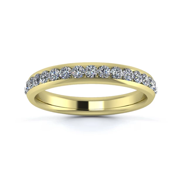 18K Yellow Gold 3mm Half Channel Diamond Set Ring