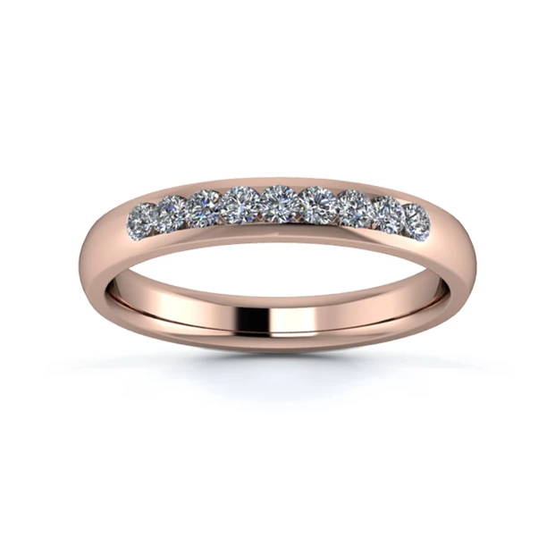 18K Rose Gold 3mm Quarter Channel Diamond Set Ring