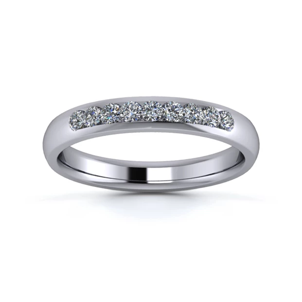 Platinum 3mm Quarter Channel Diamond Set Ring