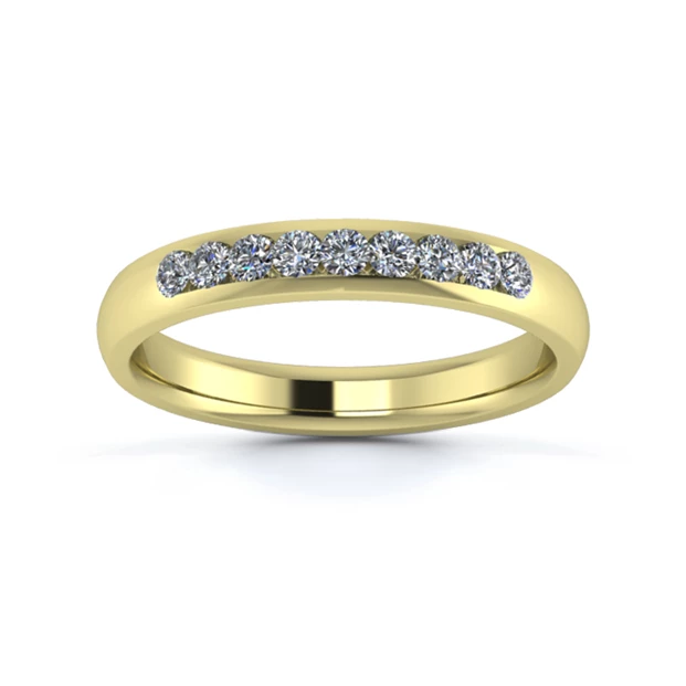 18K Yellow Gold 3mm Quarter Channel Diamond Set Ring