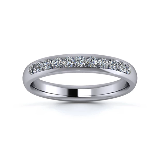 Platinum 3mm One Third Channel Diamond Set Ring