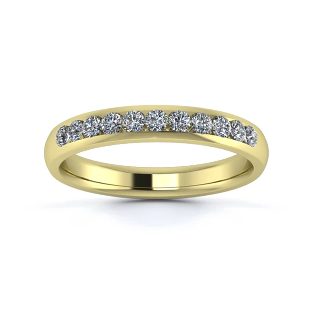 18K Yellow Gold 3mm One Third Channel Diamond Set Ring