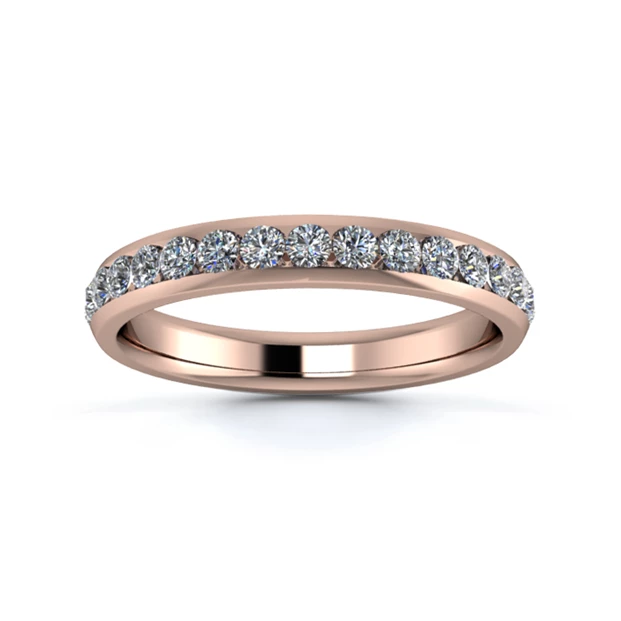 18K Rose Gold 3mm Three Quarters Channel Diamond Set Ring