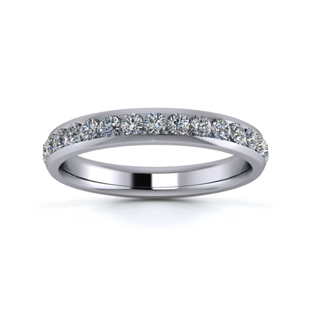 18K White Gold 3mm Three Quarters Channel Diamond Set Ring