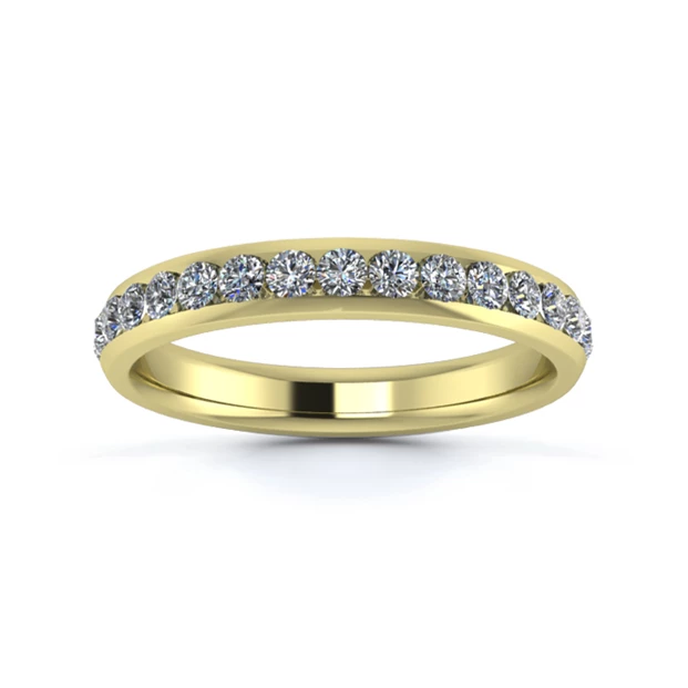 18K Yellow Gold 3mm Three Quarters Channel Diamond Set Ring