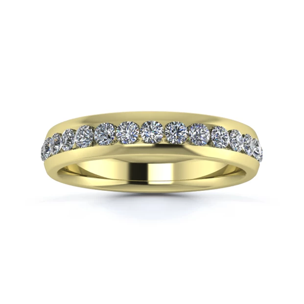 18K Yellow Gold 4mm Half Channel Diamond Set Ring