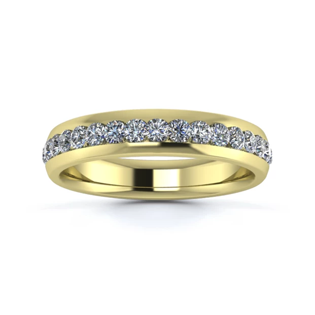 18K Yellow Gold 4mm Three Quarters Channel Diamond Set Ring