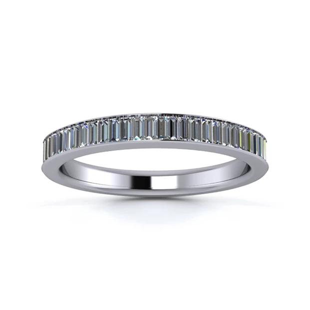 18K White Gold 2.5mm Full Portrait Baguette Channel Diamond Set Ring