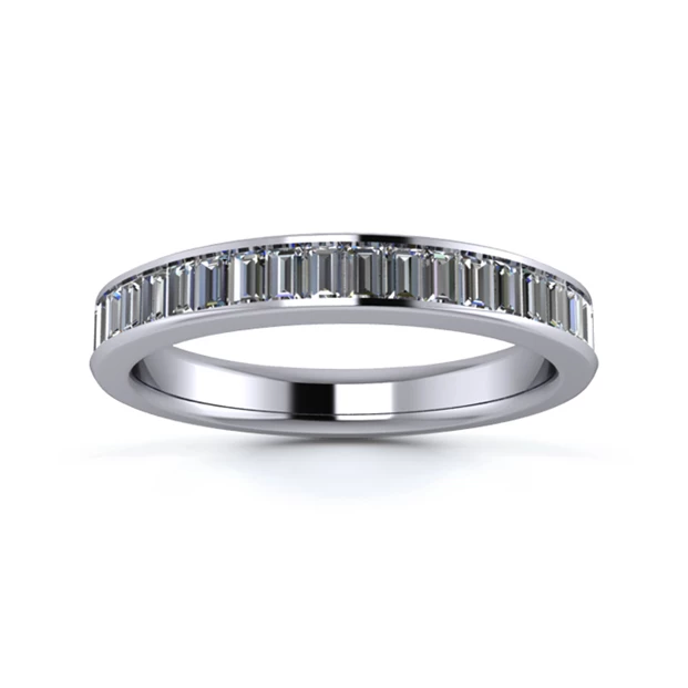 18K White Gold 3mm Full Portrait Baguette Channel Diamond Set Ring