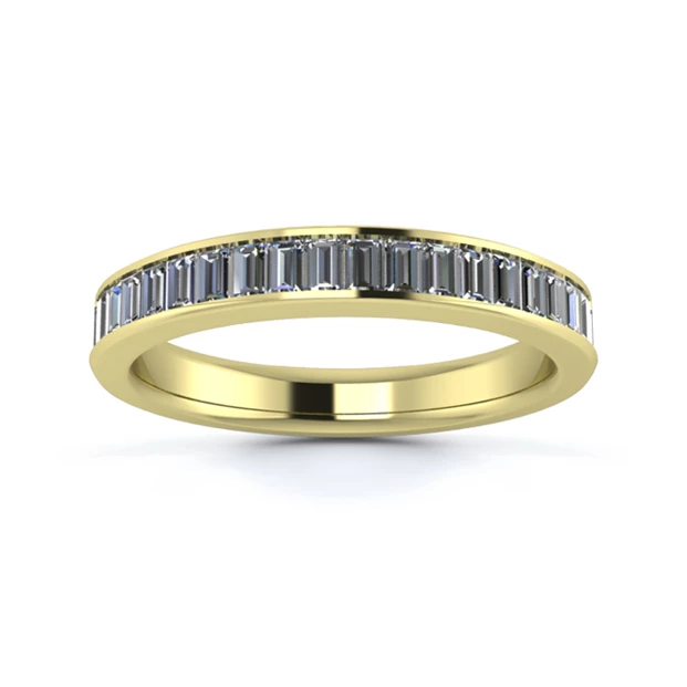 18K Yellow Gold 3mm Full Portrait Baguette Channel Diamond Set Ring