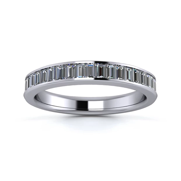 18K White Gold 3mm Half Portrait Baguette Channel Diamond Set Ring