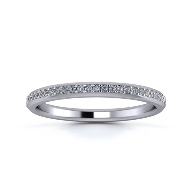 18K White Gold 2mm Full Grain Diamond Set Ring