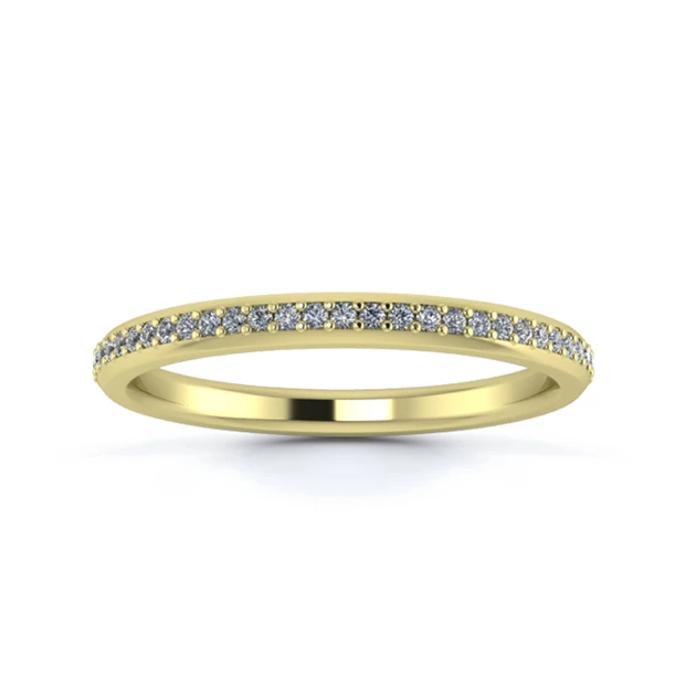 18K Yellow Gold 2mm Full Grain Diamond Set Ring