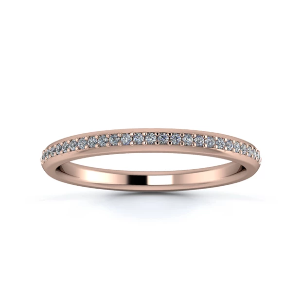 18K Rose Gold 2mm Half Grain Diamond Set Ring